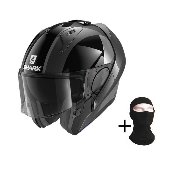 SHARK Evo-Es Endless Casque moto Modulable + Cagoule - Noir et gris  anthracite - Cdiscount Auto