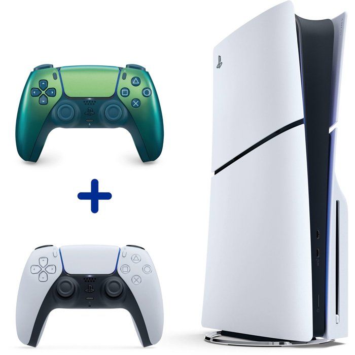 Pack PS5 Standard (avec lecteur CD) : Console PlayStation 5 (Modèle Slim) + 2ème manette DualSense Chroma Teal