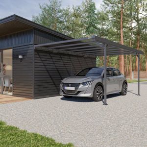 CARPORT Carport métal 15,45 m² gris anthracite - 1 voiture - MISTRAL WALL TRIGANO