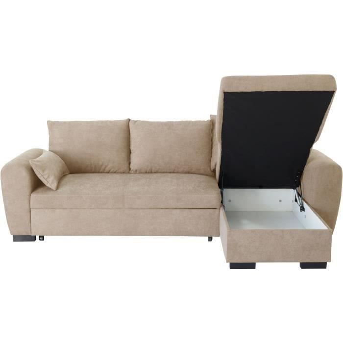 Canapé D'angle Droit Paris Prix Beverly - Microfibre Marron, 3 Places, Avec Méridienne, Occasion