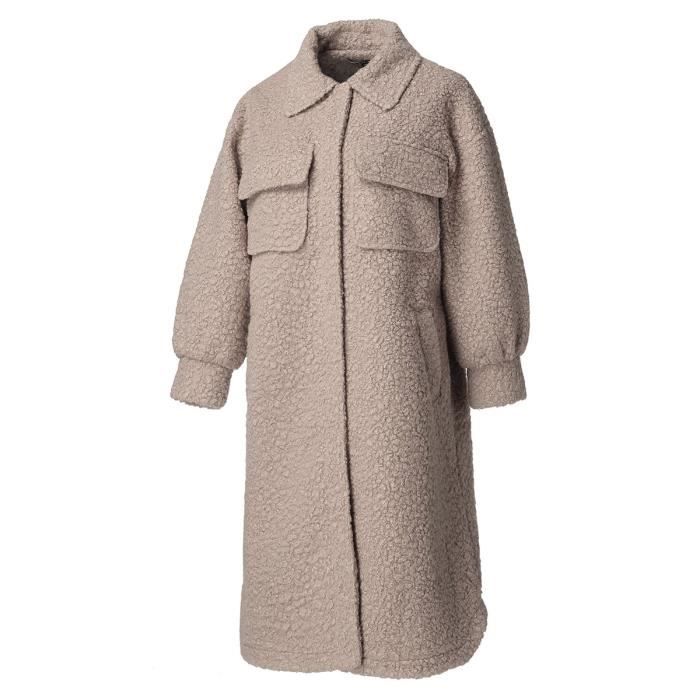 WEEKEND VIBES Veste Longue Doudou Bouclette Gris Femme