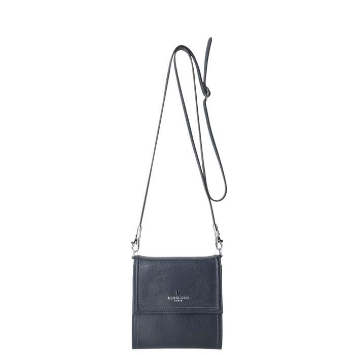 KESSLORD FEDORA Sac Pochette En Cuir de Veau Grain Marine