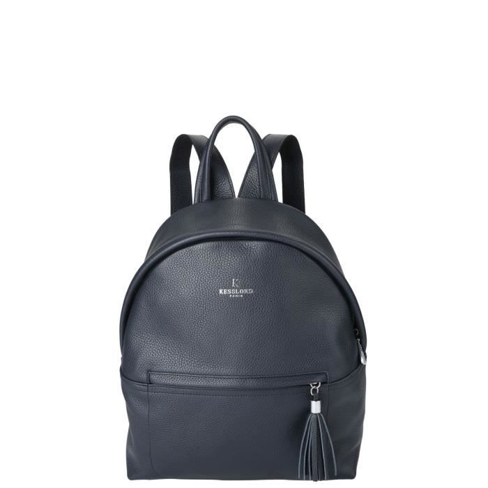 KESSLORD - OLIVIA Sac A Dos En Cuir de Veau Grain?� Marine - Femme Marine - Cdiscount Bagagerie 