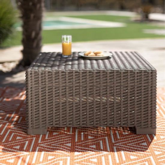 salon de jardin cappuccino en imitation resine tressee allibert by keter 5 personnes california cdiscount jardin