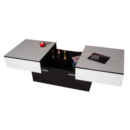 113 x 60 x 40 cm Berlioz cr/éations Coffee Table Blanc Brillant//Noir