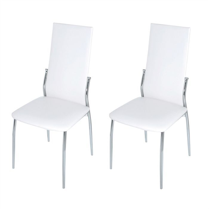 Lot de 2 chaises blanches BIANCA  Cdiscount Maison