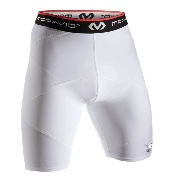 Short Cross Compression - MC DAVID - Blanc - Homme - Multisport - Pubalgie