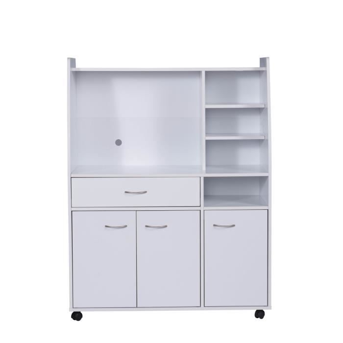 Desserte De Cuisine READY – 60 Cm De Large, Blanc, 2 Portes, Fabrication Française, Dimensions L60xP43xH118 Cm