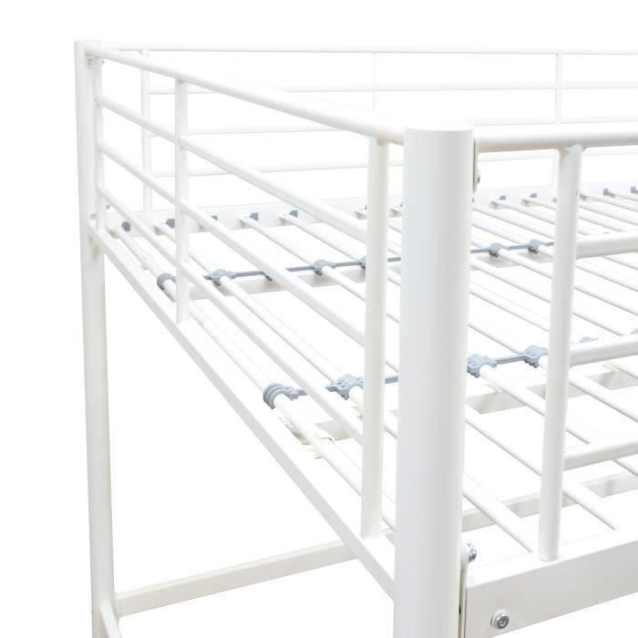 Lit Mezzanine Métal 140x200 Cm Avec Bureau Et étagère - Échelle Rangement, Penderie, Structure Grillagée - Pour Enfant, Ado, Petit Espace