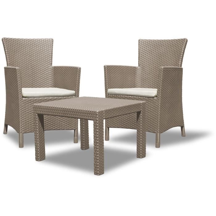 Salon De Jardin En Imitation Resine Tressee Allibert 2 Personnes
