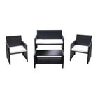 FINLANDEK Salon de jardin en résine tressée 4 personnes HILPEA Ecru