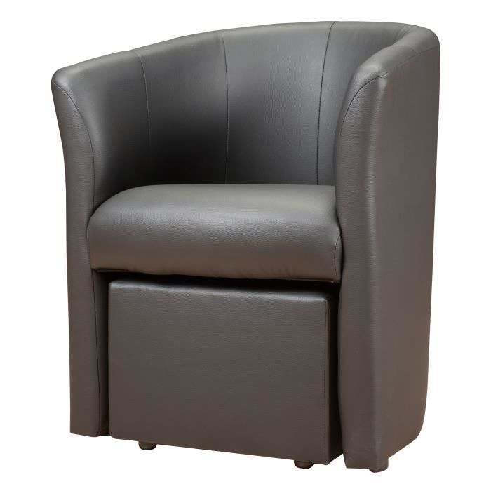 Baya Fauteuil Cabriolet Pouf Simili Gris Anthracite L 65 X P 57 Cm