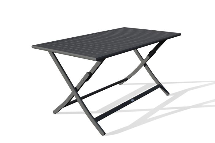Table d'appoint pliable 120 x 80 cm - plateau gris - pied aluminium