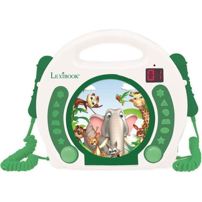Metronic 477144 Lecteur CD pour enfants Jungle avec port USB/AUX-IN  Vert/Blanc