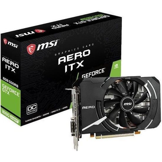 Carte Graphique - MSI - GeForce GTX 1660 SUPER AERO ITX OC - 6 Go - GDDR5 - PCIe 3.0 - DVI / HDMI / DisplayPort (912-V809-3262)