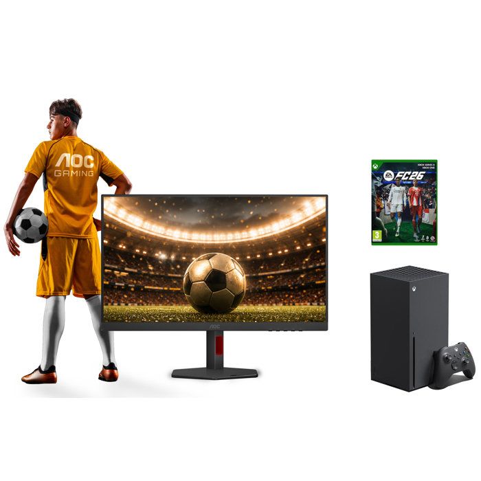 Console Xbox Series X 1To Noir + FC 26 Jeu Xbox One + Ecran PC Gamer AOC 27 4K 160Hz/FHD 320Hz