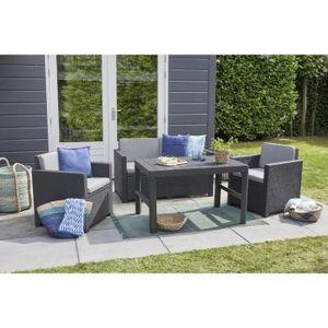 Salon De Jardin En Imitation Resine Tressee Allibert 5 Personnes