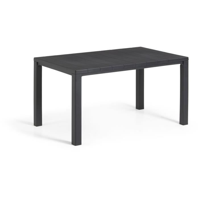 Table de jardin - rectangulaire - gris graphite - en résine finition bois - 4 à 6 personnes - Julie 