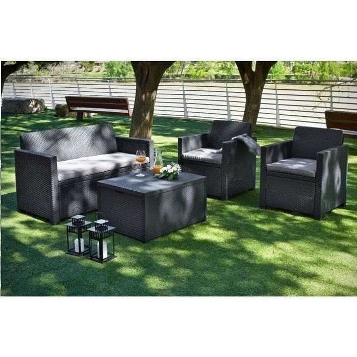 Salon De Jardin En Imitation Resine Tressee Allibert 4 Personnes