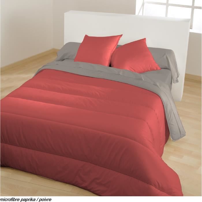 Bleu Calin Couette Chaude Bicolore Paprika Poivre 140x0 Cm Cdiscount Maison