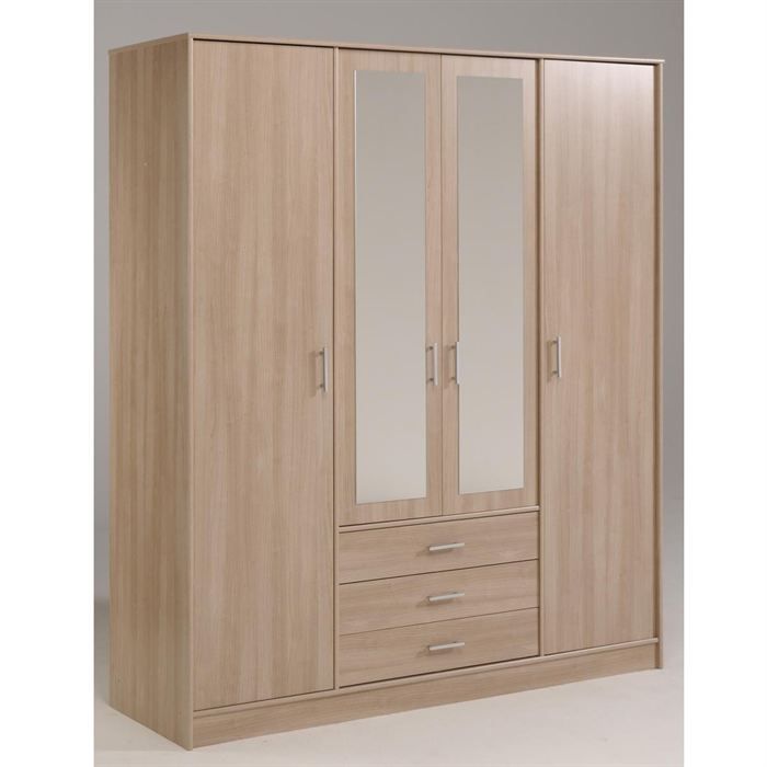 Essentielle Armoire Bruges 4 Portes 4 Etageres Achat Vente Armoire De Chambre Essentielle Armoire Bruges Panneaux De Particules Soldes Cdiscount
