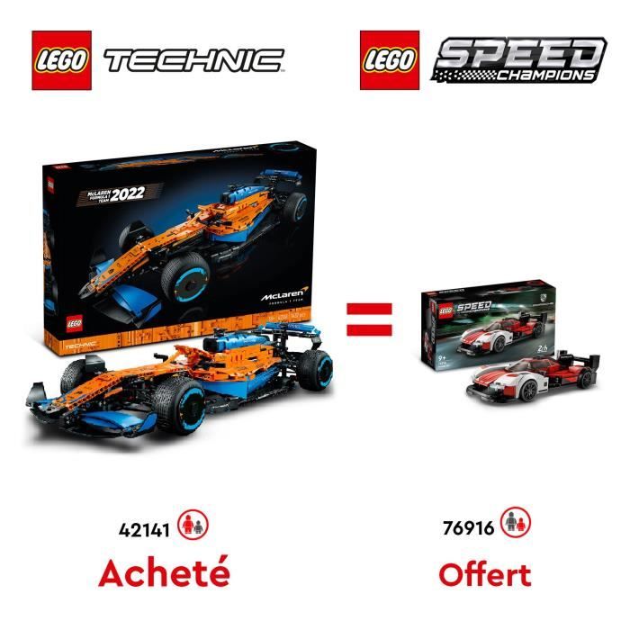 LEGO® 42141 Technic La Voiture De Course McLaren Formula 1 2022 + LEGO® Speed Champions 76916 Porsche 963 offert