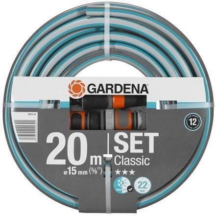 GARDENA Kit Tuyau d'arrosage Classic – Longueur 20m – Ø15mm – Haute résistance pression 22 bar maximum – Garantie 12 ans (18014-26)