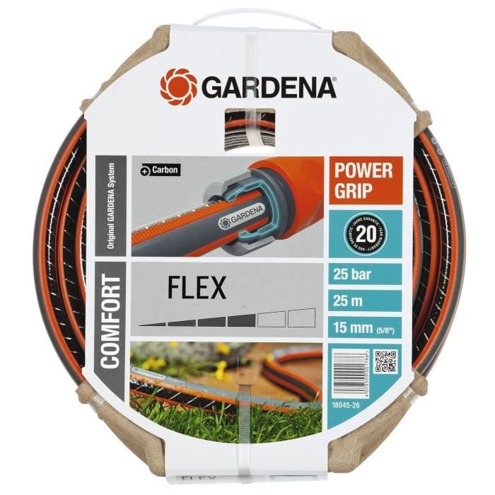 GARDENA Tuyau d'arrosage Comfort FLEX – Longueur 25m – Ø15mm – Anti nœud et indéformable – Garantie 