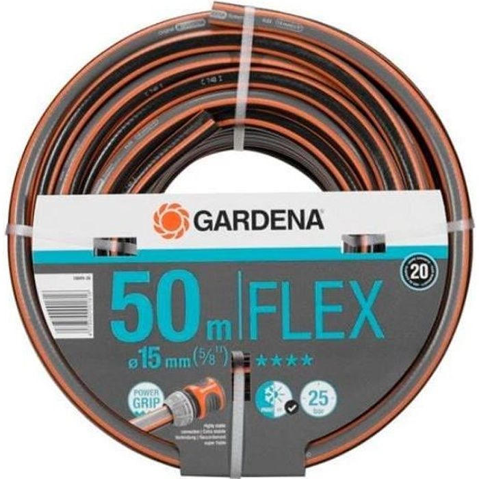 GARDENA Tuyau d'arrosage Comfort FLEX – Longueur 50m – Ø15mm – Anti nœud et indéformable – Garantie 