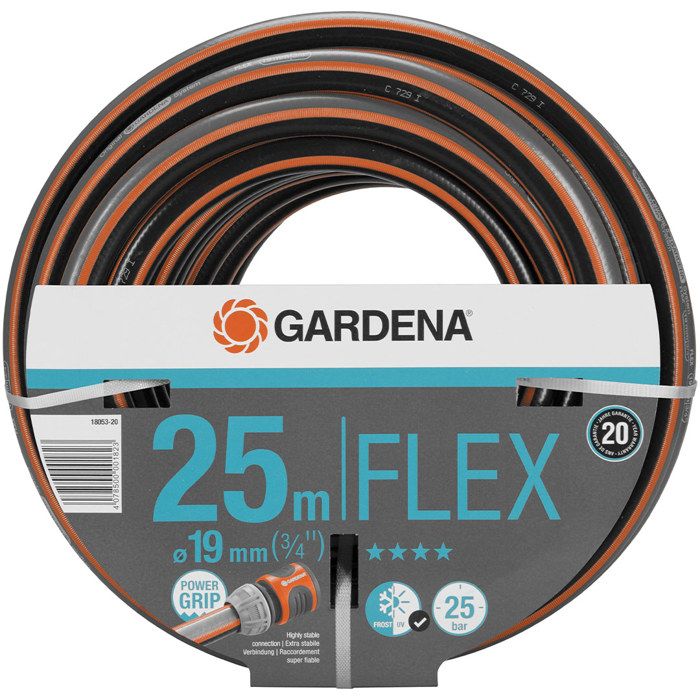 GARDENA Tuyau d'arrosage Comfort FLEX – Longueur 25m – Ø19mm – Anti nœud et indéformable – Garantie 