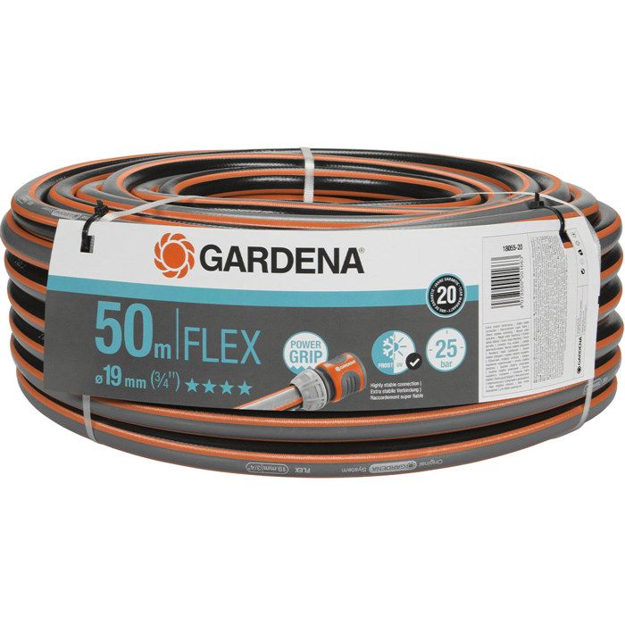 GARDENA Tuyau d'arrosage Comfort FLEX – Longueur 50m – Ø19mm – Anti nœud et indéformable – Garantie 18055 20