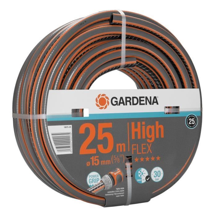 Tuyau d'arrosage Comfort HighFlex - GARDENA - Longueur 25m - Ø15mm - Anti nœud et indéformable - Garantie 25 ans