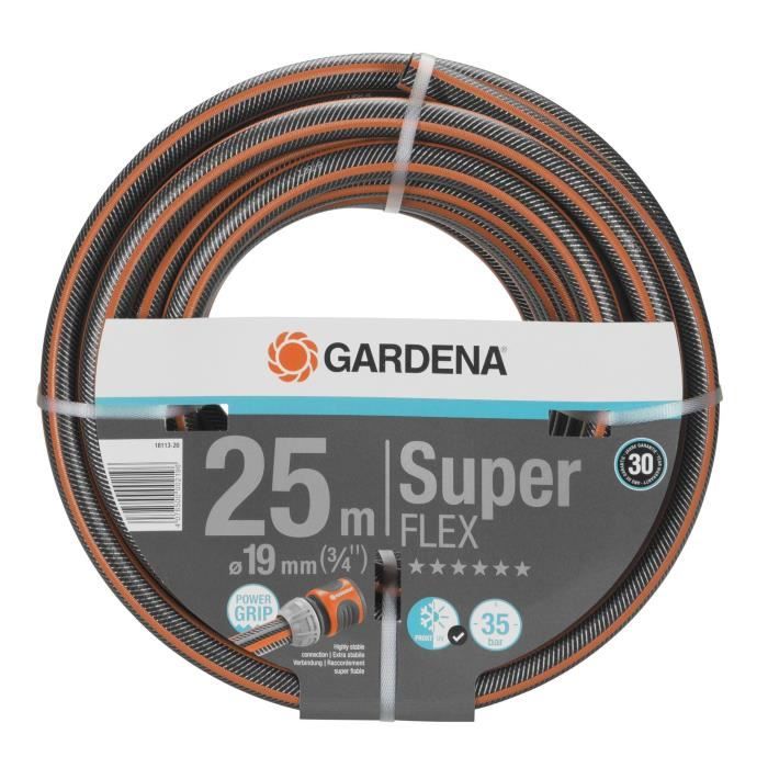 GARDENA Tuyau d'arrosage Premium SuperFLEX – Longueur 25m – Ø19mm – Anti nœud et indéformable – Garantie 30 ans (18113-20)