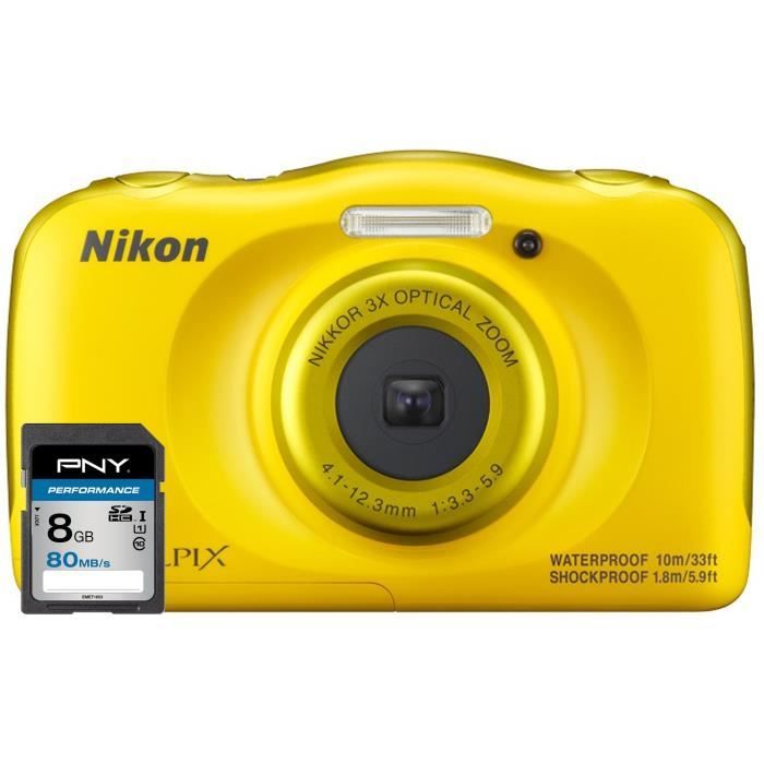 Nikon Coolpix W100 Jaune 13 2mp Carte Memoire Sdhc 8go Achat