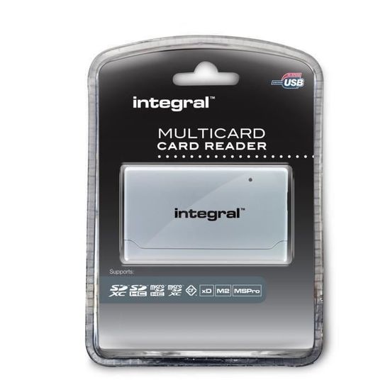 Lecteur carte mémoire INTEGRAL multi-cartes avec 2 slots supportant 6  formats USB 2.0