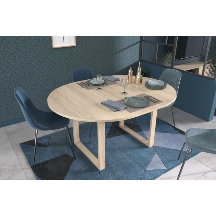 Table à Manger Extensible BETTY - Ronde - Chêne Dakota - 4 / 6 personnes - 120 / 155 x 120 x 75 cm