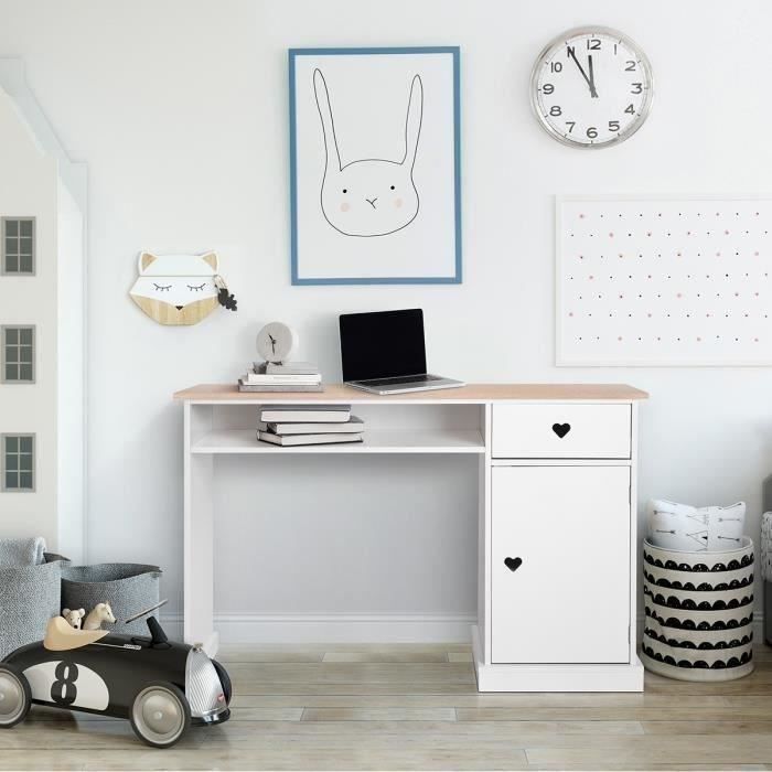 Ver weg aardappel Macadam Bureau enfant avec 1 porte et 1 tiroir - Décor Chêne et laqué blanc - MDF et Pin Massif - L120 x P 55 x H76,5 cm - HARO - Cdiscount Maison Ver weg aardappel Macadam Bureau enfant avec 1 porte et 1 tiroir - Décor Chêne et laqué blanc - MDF et Pin Massif - L120 x P 55 x H76,5 cm - HARO - Cdiscount Maison