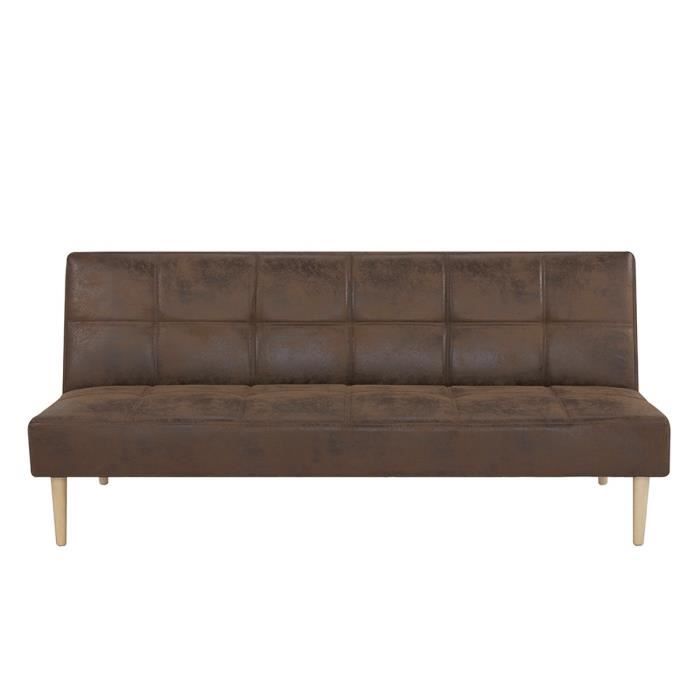 Banquette convertible Clic-clac 2 places - Simili Marron - L 178 x P 89 x H 78 cm - JENNY