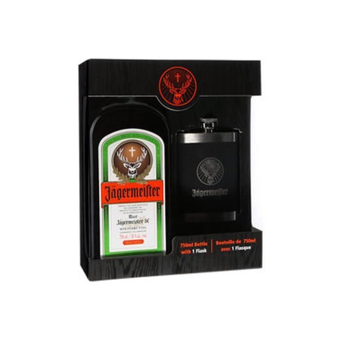 JAGERMEISTER Coffret liqueur aux herbes 35% +2 verres 70cl pas cher 