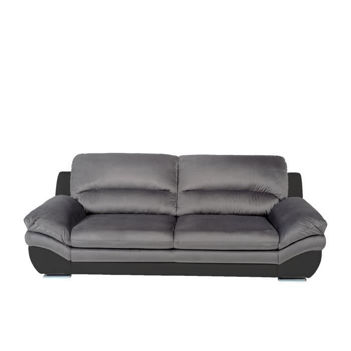 Canape Fixe 3 Places Tissu Noir Achat Vente Pas Cher