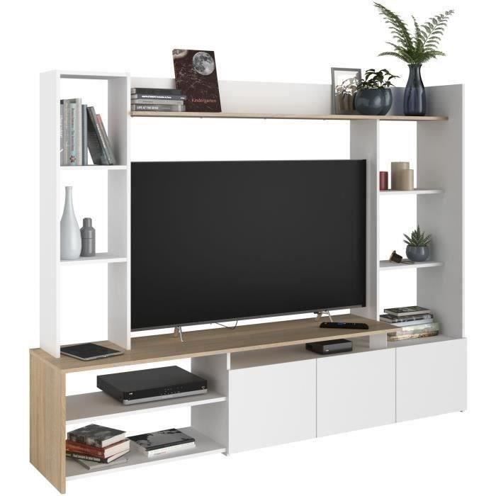 Meuble TV avec portes rangements étagères Déco  design élégant