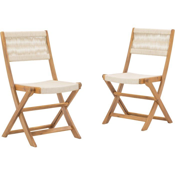 Lot de 2 chaises de jardin pliantes - AWANA - Bois d’acacia FSC - Cordage tressé - 52 x 48 x 85 cm