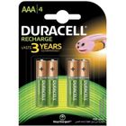 DURACELL Recharges Plus Piles Rechargeables type LR03 / AAA 750 mAh Lot de 4
