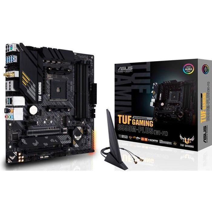 ASUS TUF GAMING B550M PLUS WI FI Carte mère micro ATX Socket AM4 AMD B550 Chipset USB C Gen2 USB 3.2 Gen 1 USB 3.2 Gen 2 2.5 Gigabit LAN Wi Fi 6 Bluetooth carte graphique...
