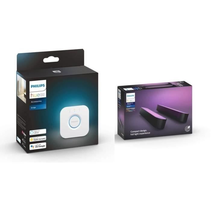 Philips Hue Play Pack x2 Noir + Pont