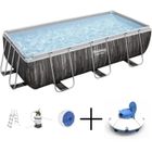 Kit Piscine hors sol tubulaire BESTWAY - Power Steel™ - 404 x 201 x 100 cm - Rectangulaire + Robot aspirateur Frisbee