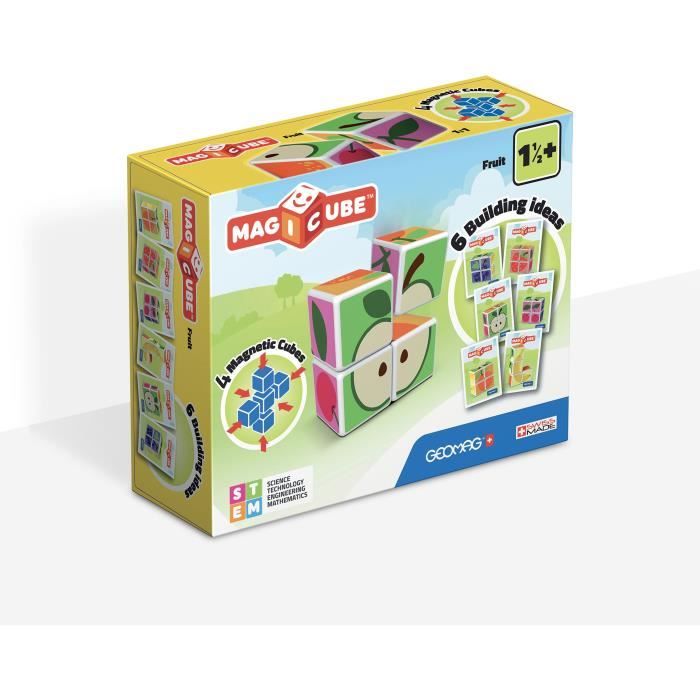 Geomag MAGICUBE Fruit 4 Cubes Magnétiques Blocs de Construction Éducatif pour Enfants dès avec 6 Idées de Construction Développe la Créativité et la Dextérité Fabriqué en Suisse - vue 10
