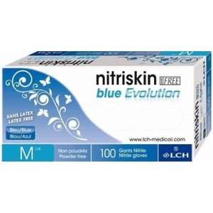 DÉSINFECTANT Gants d'examen jetables en nitrile LCH Nitriskin Blue Evolution - Taille M (7/8) - Lot de 100