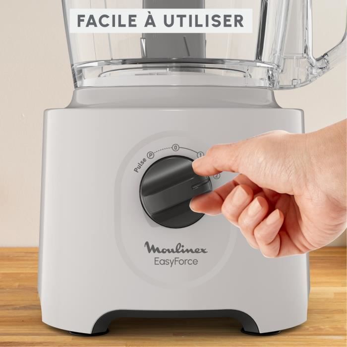 Robot da cucina multifunzione Moulinex Easy Force, 800 W, 25 funzioni, 2 velocità Pulse, 6 accessori di cui 1 frullatore incluso, Compact FP247810, Blu notte