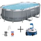 Kit Piscine hors sol tubulaire BESTWAY - Steel Pro MAX™ - 427 x 250 x 100 cm - Ovale + Robot piscine Guppy